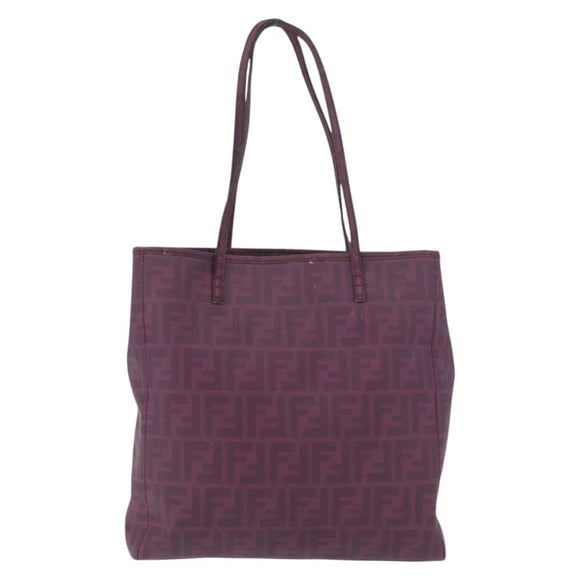 FENDI Zucca Canvas Tote Bag PVC Gold Purple Auth ka3759A