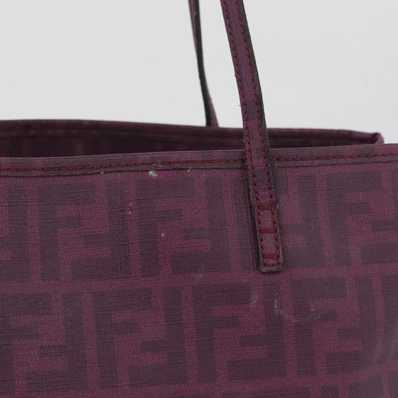 FENDI Zucca Canvas Tote Bag PVC Gold Purple Auth ka3759A