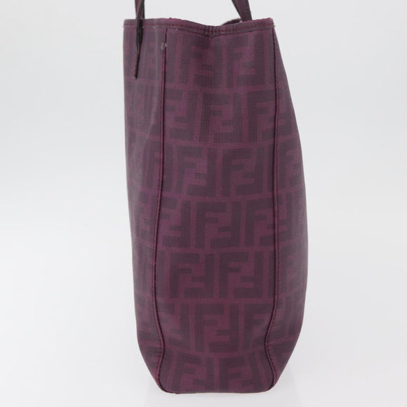 FENDI Zucca Canvas Tote Bag PVC Gold Purple Auth ka3759A