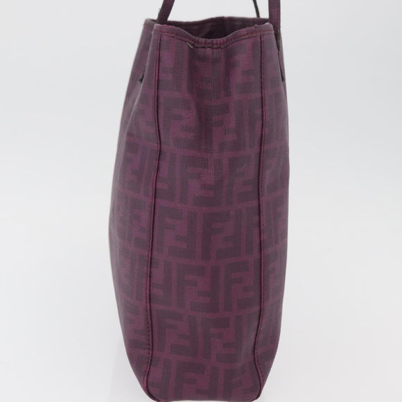 FENDI Zucca Canvas Tote Bag PVC Gold Purple Auth ka3759A