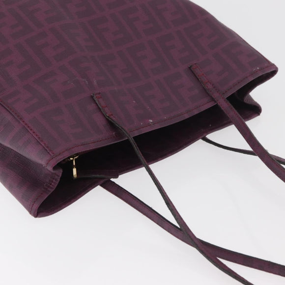 FENDI Zucca Canvas Tote Bag PVC Gold Purple Auth ka3759A