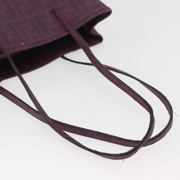 FENDI Zucca Canvas Tote Bag PVC Gold Purple Auth ka3759A