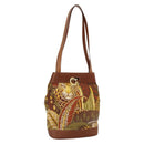 Salvatore Ferragamo Tote Bag Nylon Brown Gold Auth ka3760A-1