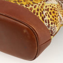 Salvatore Ferragamo Tote Bag Nylon Brown Gold Auth ka3760A-15