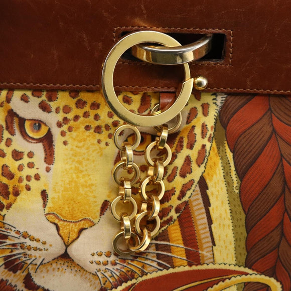 Salvatore Ferragamo Tote Bag Nylon Brown Gold Auth ka3760A