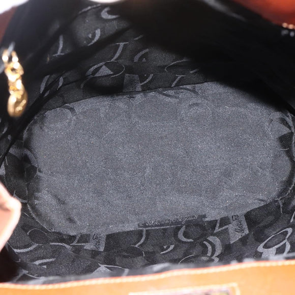 Salvatore Ferragamo Tote Bag Nylon Brown Gold Auth ka3760A