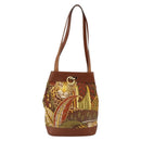 Salvatore Ferragamo Tote Bag Nylon Brown Gold Auth ka3760A-13