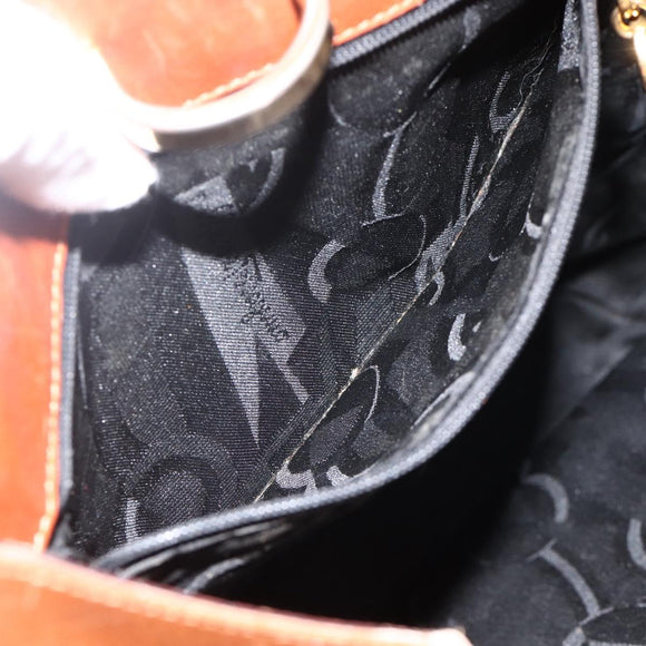 Salvatore Ferragamo Tote Bag Nylon Brown Gold Auth ka3760A