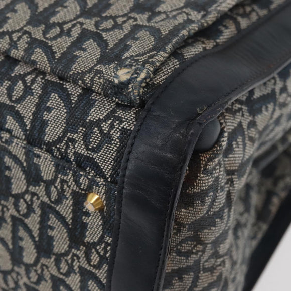 Christian Dior Trotter Canvas Tote Bag Navy Gold Auth ka3763