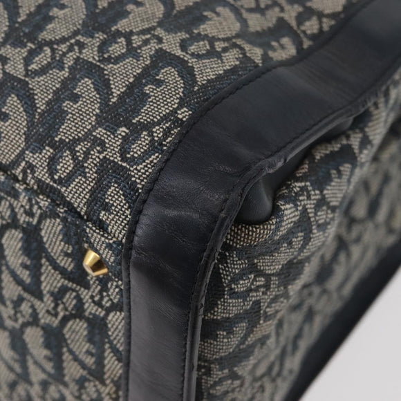 Christian Dior Trotter Canvas Tote Bag Navy Gold Auth ka3763