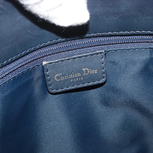 Christian Dior Trotter Canvas Tote Bag Navy Gold Auth ka3763