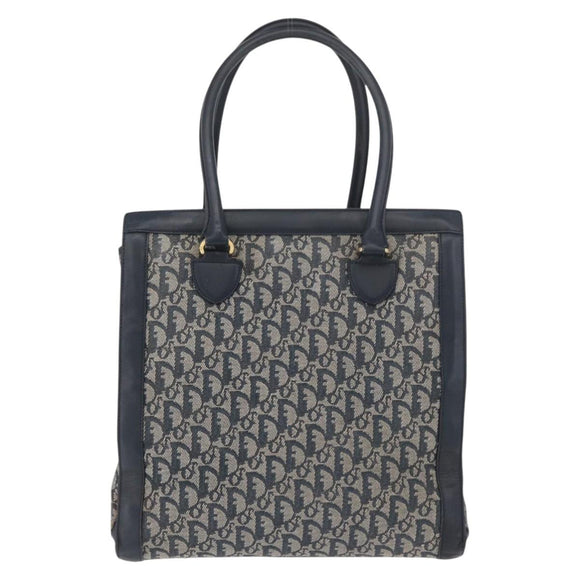 Christian Dior Trotter Canvas Tote Bag Navy Gold Auth ka3763