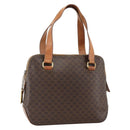 CELINE Macadam Canvas Hand Bag PVC Leather Brown Gold Auth ka3766-1