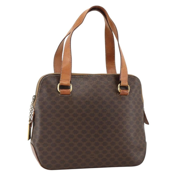 CELINE Macadam Canvas Hand Bag PVC Leather Brown Gold Auth ka3766