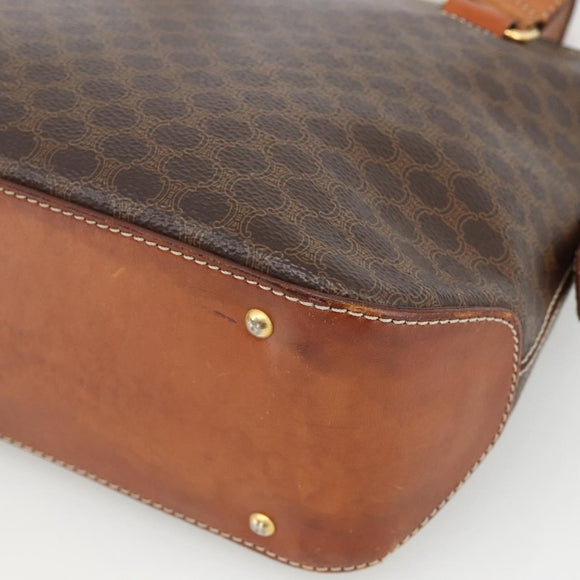 CELINE Macadam Canvas Hand Bag PVC Leather Brown Gold Auth ka3766