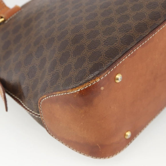 CELINE Macadam Canvas Hand Bag PVC Leather Brown Gold Auth ka3766