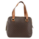 CELINE Macadam Canvas Hand Bag PVC Leather Brown Gold Auth ka3766-13