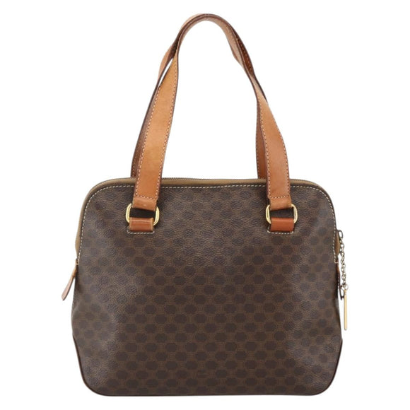 CELINE Macadam Canvas Hand Bag PVC Leather Brown Gold Auth ka3766