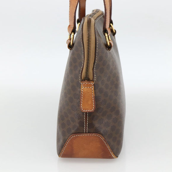 CELINE Macadam Canvas Hand Bag PVC Leather Brown Gold Auth ka3766