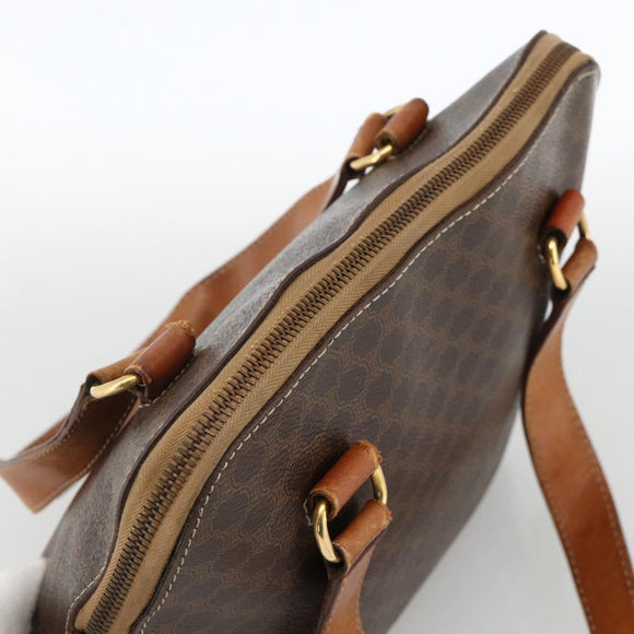 CELINE Macadam Canvas Hand Bag PVC Leather Brown Gold Auth ka3766