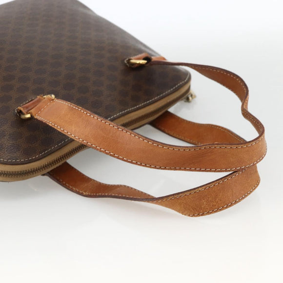 CELINE Macadam Canvas Hand Bag PVC Leather Brown Gold Auth ka3766