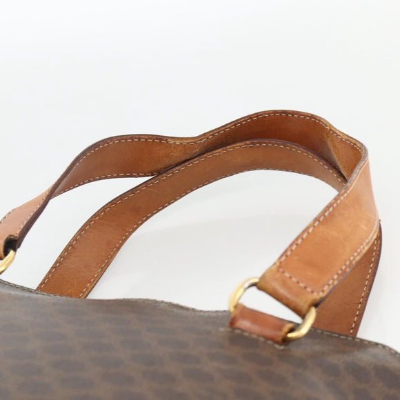 CELINE Macadam Canvas Hand Bag PVC Leather Brown Gold Auth ka3766