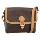 CELINE Macadam Canvas Shoulder Bag PVC Leather Brown Gold Auth ka3768-1