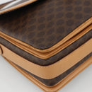 CELINE Macadam Canvas Shoulder Bag PVC Leather Brown Gold Auth ka3768-14