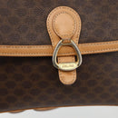 CELINE Macadam Canvas Shoulder Bag PVC Leather Brown Gold Auth ka3768-17