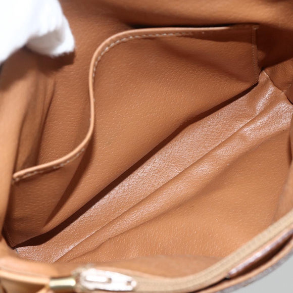 CELINE Macadam Canvas Shoulder Bag PVC Leather Brown Gold Auth ka3768