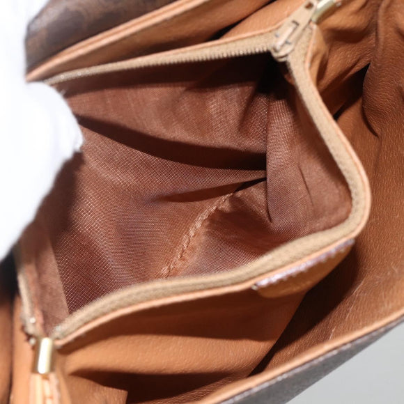 CELINE Macadam Canvas Shoulder Bag PVC Leather Brown Gold Auth ka3768