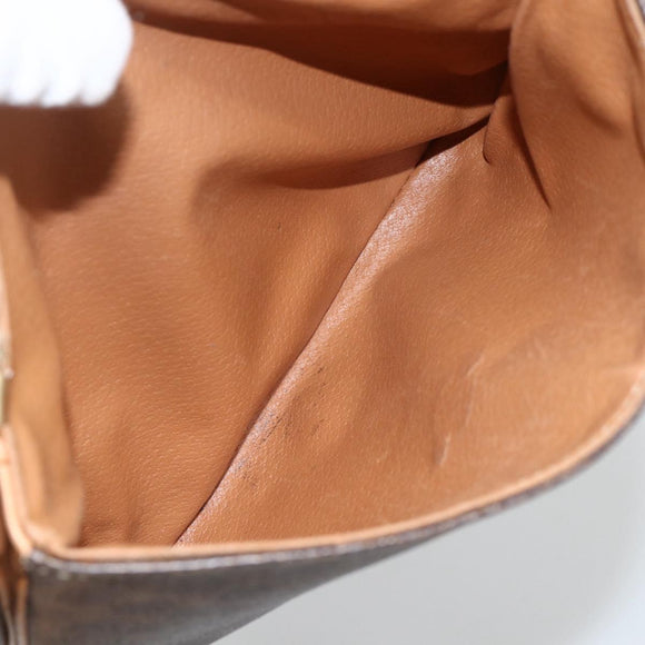 CELINE Macadam Canvas Shoulder Bag PVC Leather Brown Gold Auth ka3768