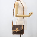CELINE Macadam Canvas Shoulder Bag PVC Leather Brown Gold Auth ka3768-26