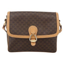 CELINE Macadam Canvas Shoulder Bag PVC Leather Brown Gold Auth ka3768-13
