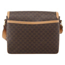 CELINE Macadam Canvas Shoulder Bag PVC Leather Brown Gold Auth ka3768-2
