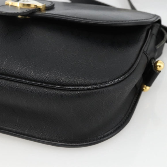 Christian Dior Honeycomb Canvas Shoulder Bag PVC Black Gold Auth ka3769A