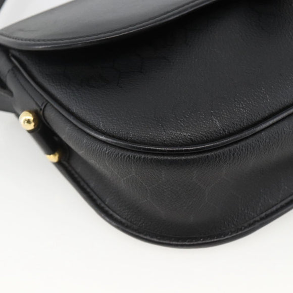 Christian Dior Honeycomb Canvas Shoulder Bag PVC Black Gold Auth ka3769A