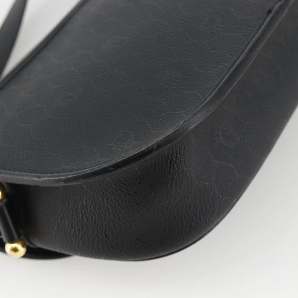 Christian Dior Honeycomb Canvas Shoulder Bag PVC Black Gold Auth ka3769A