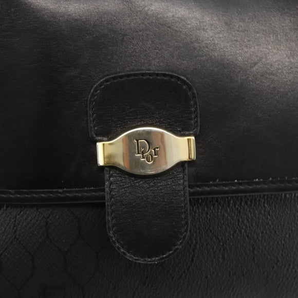 Christian Dior Honeycomb Canvas Shoulder Bag PVC Black Gold Auth ka3769A