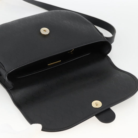 Christian Dior Honeycomb Canvas Shoulder Bag PVC Black Gold Auth ka3769A