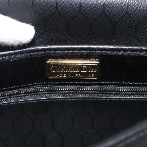 Christian Dior Honeycomb Canvas Shoulder Bag PVC Black Gold Auth ka3769A