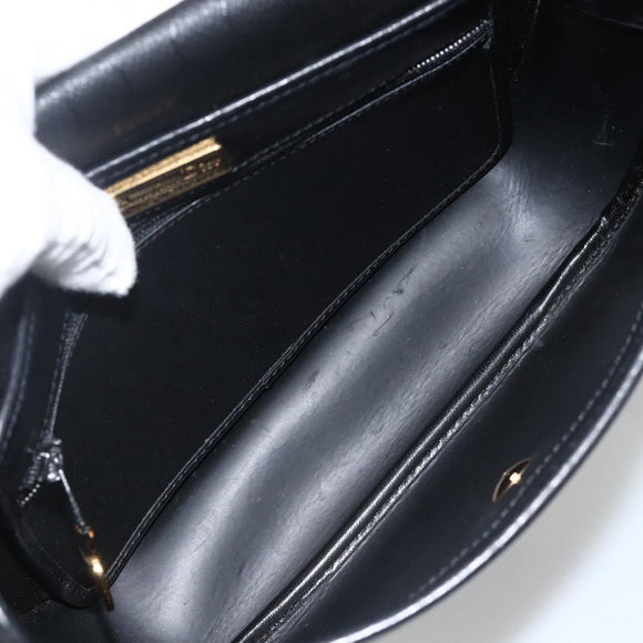 Christian Dior Honeycomb Canvas Shoulder Bag PVC Black Gold Auth ka3769A