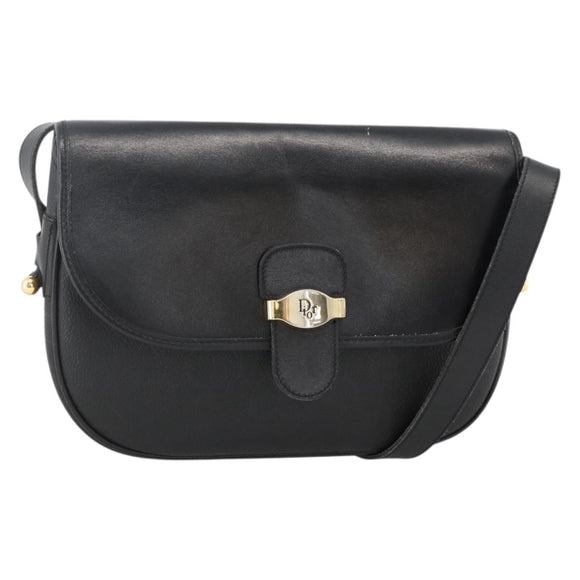 Christian Dior Honeycomb Canvas Shoulder Bag PVC Black Gold Auth ka3769A