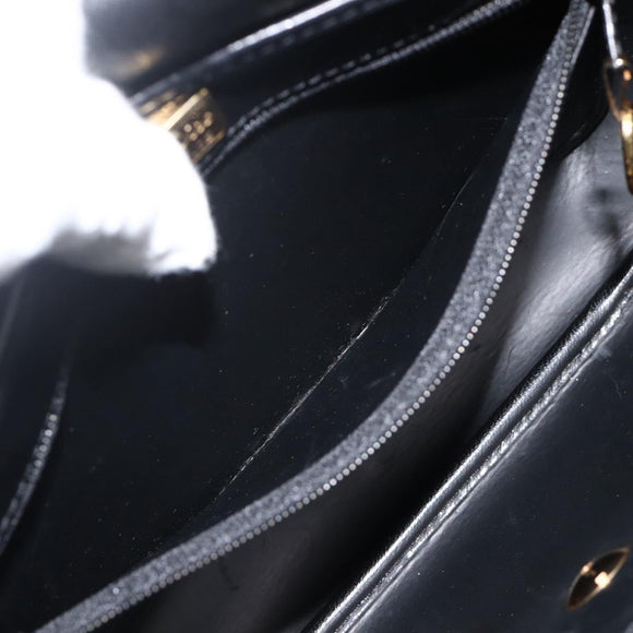 Christian Dior Honeycomb Canvas Shoulder Bag PVC Black Gold Auth ka3769A