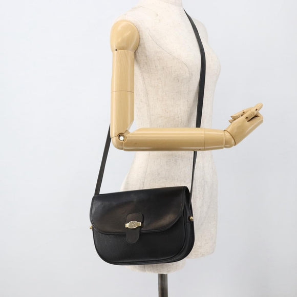 Christian Dior Honeycomb Canvas Shoulder Bag PVC Black Gold Auth ka3769A