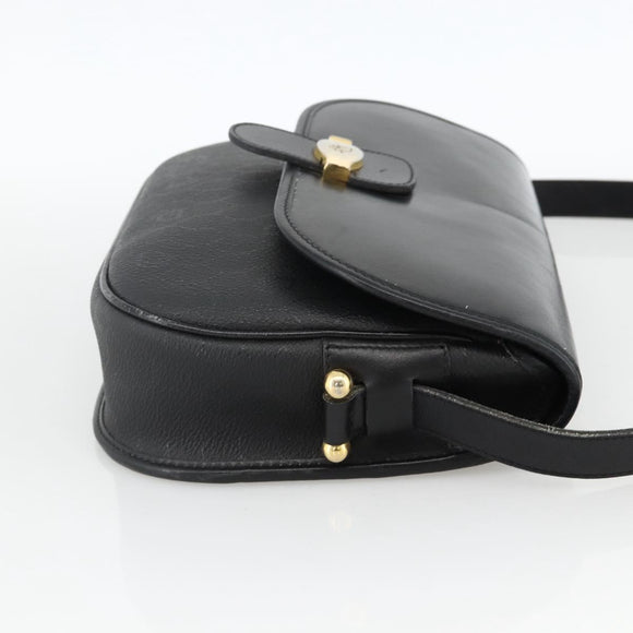 Christian Dior Honeycomb Canvas Shoulder Bag PVC Black Gold Auth ka3769A