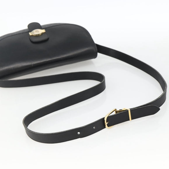 Christian Dior Honeycomb Canvas Shoulder Bag PVC Black Gold Auth ka3769A