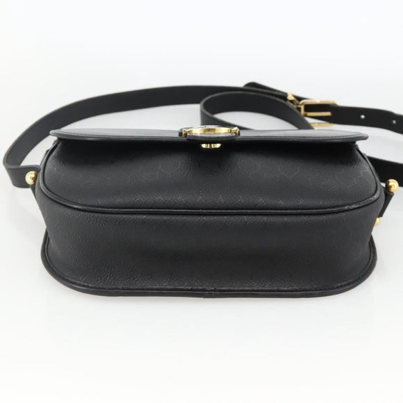 Christian Dior Honeycomb Canvas Shoulder Bag PVC Black Gold Auth ka3769A