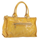 PRADA Hand Bag Patent leather Yellow Gold Auth ka377-1