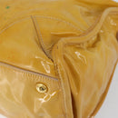 PRADA Hand Bag Patent leather Yellow Gold Auth ka377-8
